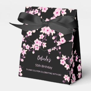 Floral Cherry Blossom Pink Black Custom Birthday Favour Box
