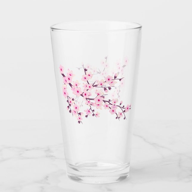 Floral Cherry Blossom Pink Glass (Front)