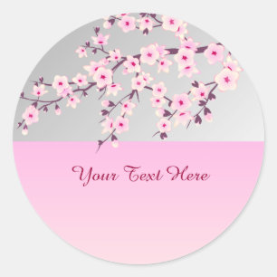 Floral Cherry Blossom Pink Grey Sticker
