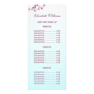 Floral Cherry Blossom Pink TurquoisService Prices  Rack Card