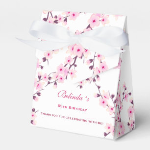 Floral Cherry Blossom Pink White   Custom Birthday Favour Box