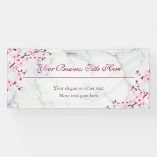 Floral Cherry Blossom Pink White Hanami Banner