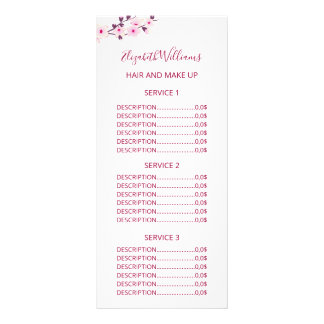 Floral Cherry Blossom Pink White Service Prices Rack Card