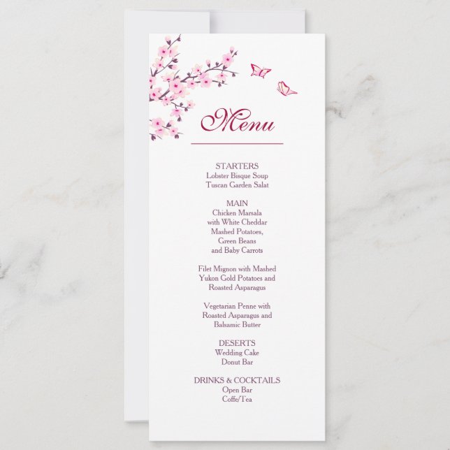 Floral Cherry Blossom Pink White Wedding    Invitation (Front)