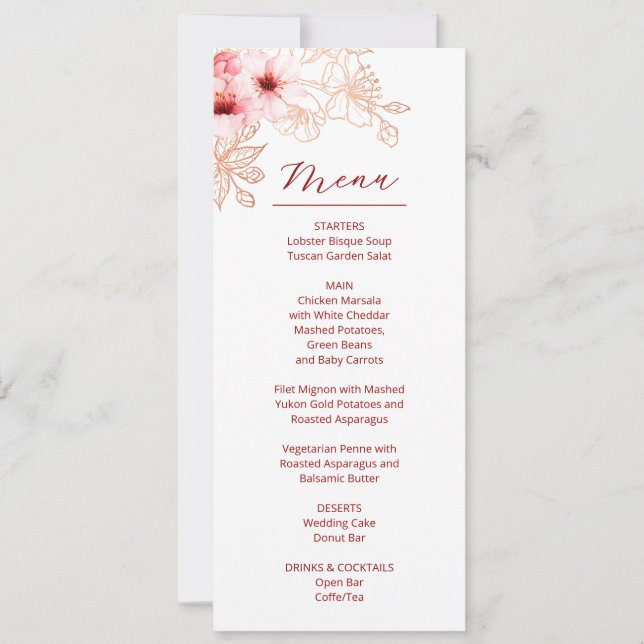 Floral Cherry Blossom Pink White Wedding    Invitation