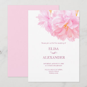 Floral Cherry Blossom Sakura Minimalist Wedding Invitation