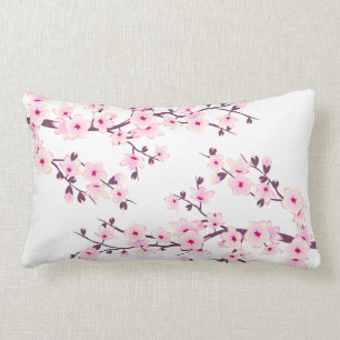 Floral Cherry Blossom (Sakura) Pink Lumbar Cushion