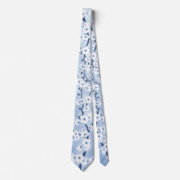 Floral Cherry Blossom White Blue Pattern