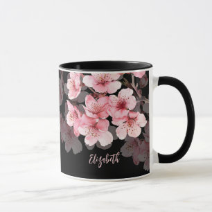Floral Cherry Blossom Your Name Monogram Mug