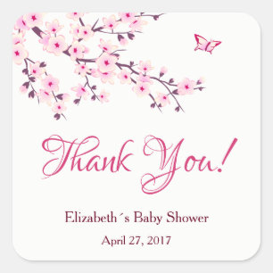 Floral Cherry Blossoms  Baby Shower Square Sticker