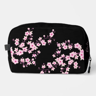 Floral Cherry Blossoms Black Pink   Your Name Dopp Kit
