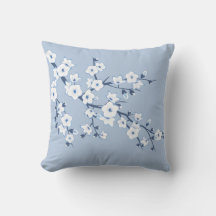 Floral Cherry Blossoms Blue White