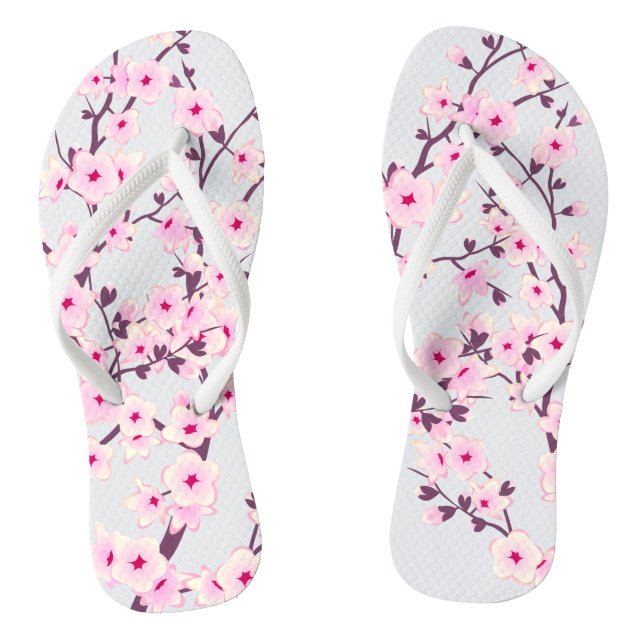 Floral Cherry Blossoms Flip Flops (Footbed)