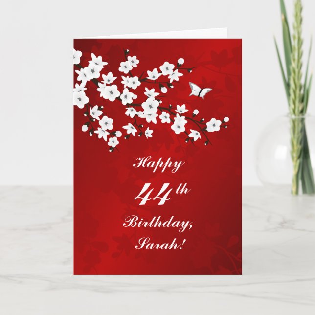 Floral Cherry Blossoms Happy Birthday Card (Front)