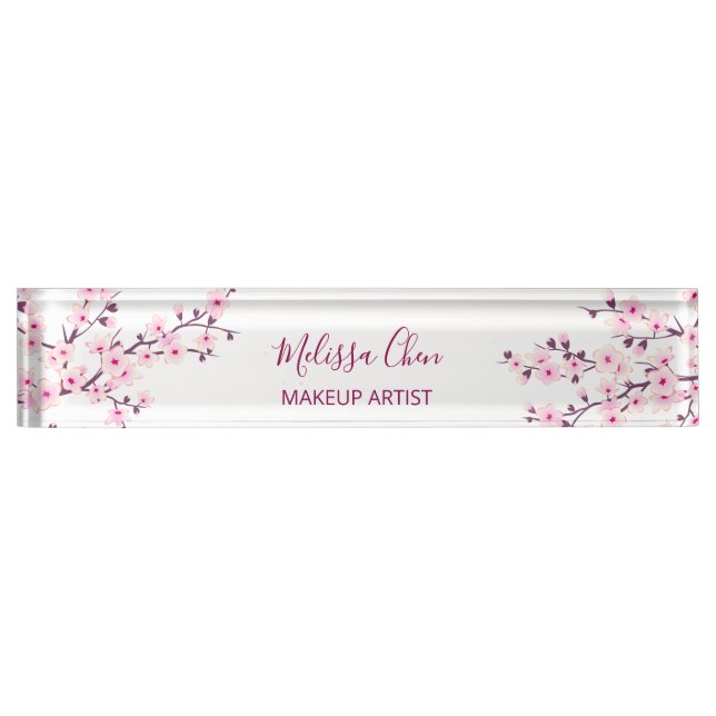 Floral Cherry Blossoms Nameplate (Front)