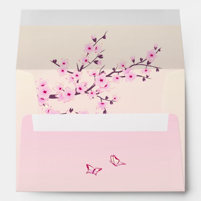 Floral Cherry Blossoms Pink Envelope (Back (Bottom))