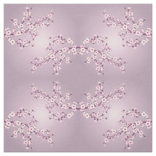 Floral Cherry Blossoms Pink Geometric Pattern Fabric