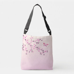 Floral Cherry Blossoms Pink Girly Crossbody Bag