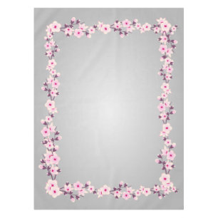 Floral Cherry Blossoms Pink Grey Tablecloth