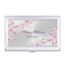 Floral Cherry Blossoms Pink Silver