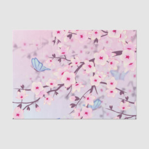 Floral Cherry Blossoms Pink Tissue Paper