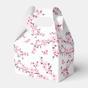 Floral Cherry Blossoms Pink White Favour Box