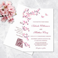 Floral Cherry Blossoms  Pink White Wedding 