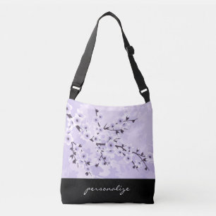 Floral Cherry Blossoms Purple Personalise Crossbody Bag