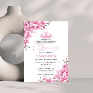 Floral Cherry Blossoms Rose spring Quinceañera Invitation