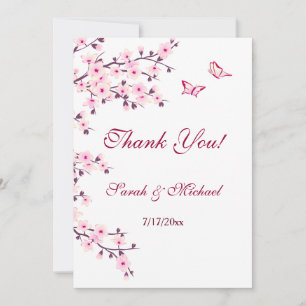 Floral Cherry Blossoms Wedding Thank You Card