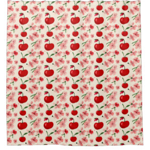 Floral Cherry Layout For Cosy Decor Shower Curtain