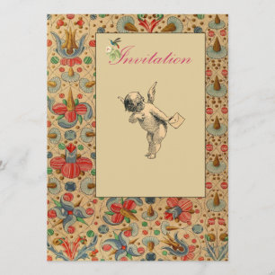 Floral Cherub Invites