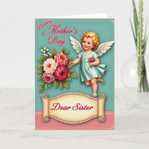 Floral Cherub Mothers Day Card