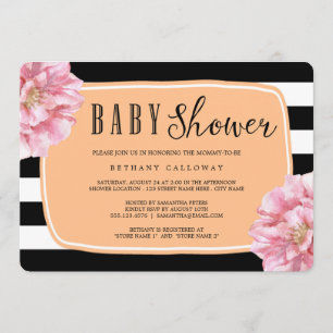 Floral Chic Baby Shower Invitation / Peach