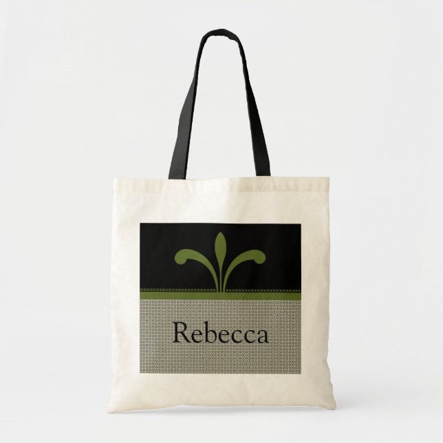 Floral Chic Bag, Olive Green Tote Bag (Front)