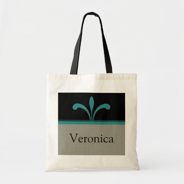 Floral Chic Bag, Teal Tote Bag (Front)
