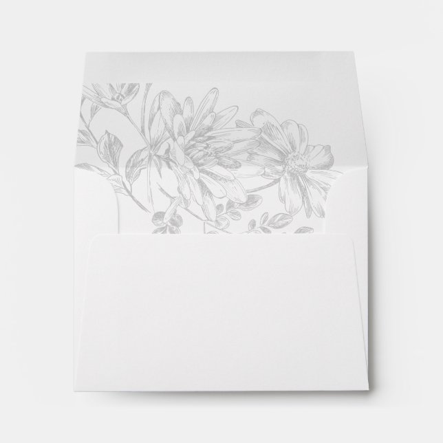 Floral Chic Black White Green RSVP Wedding Envelope (Back (Bottom))