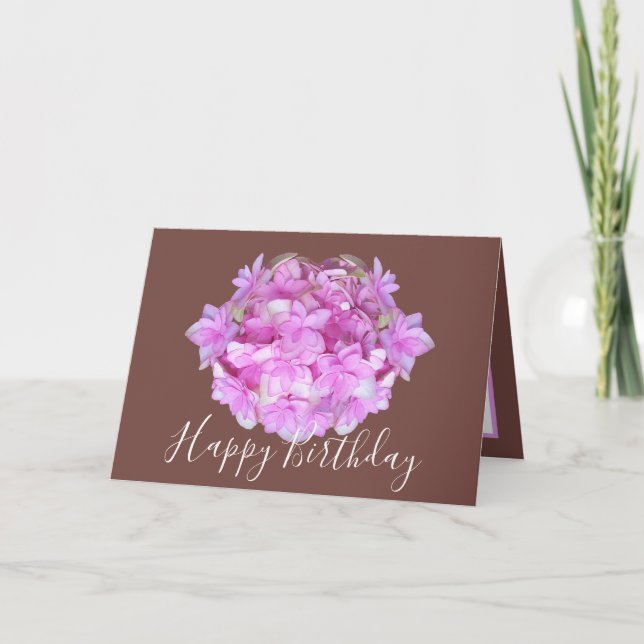 Floral Chic Bouquet Pink Hydrangea Floral Birthday Card (Front)