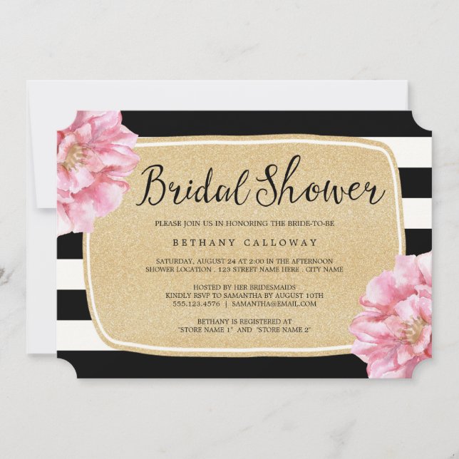 Floral Chic Bridal Shower Invitation / Champagne (Front)
