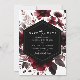 Floral Chic Burgundy Wedding Save The Date
