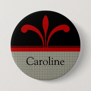 Floral Chic Button, Dark Red 7.5 Cm Round Badge