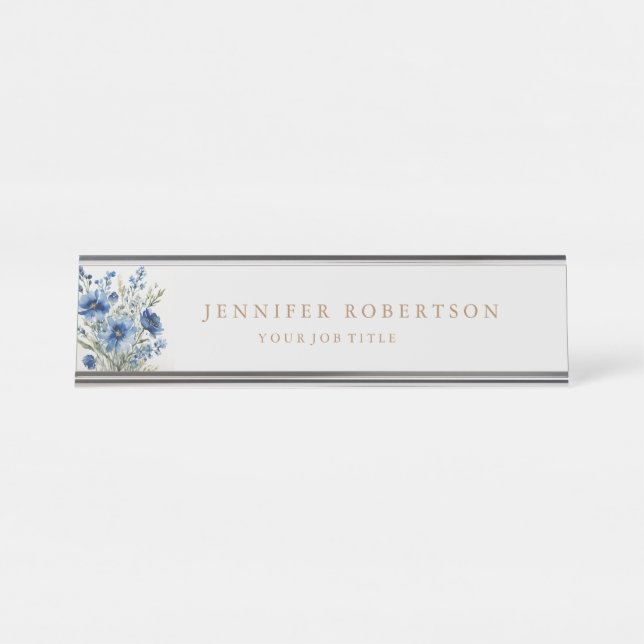Floral Chic Classical Personalised Customised Desk Name Plate (Front)