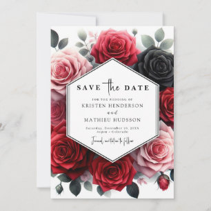 Floral Chic Crimson Red Wedding Save The Date