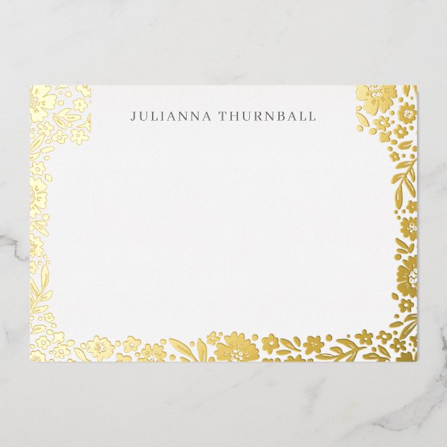 Floral Chic Frame Luxe Personal Stationery (Front)