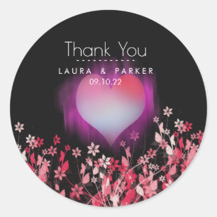Floral Chic Girly Thank You Wedding Love Classic Round Sticker