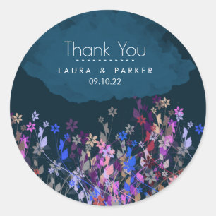 Floral Chic Girly Thank You Wedding Personalise Classic Round Sticker