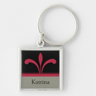 Floral Chic Keychain, Magenta Key Ring