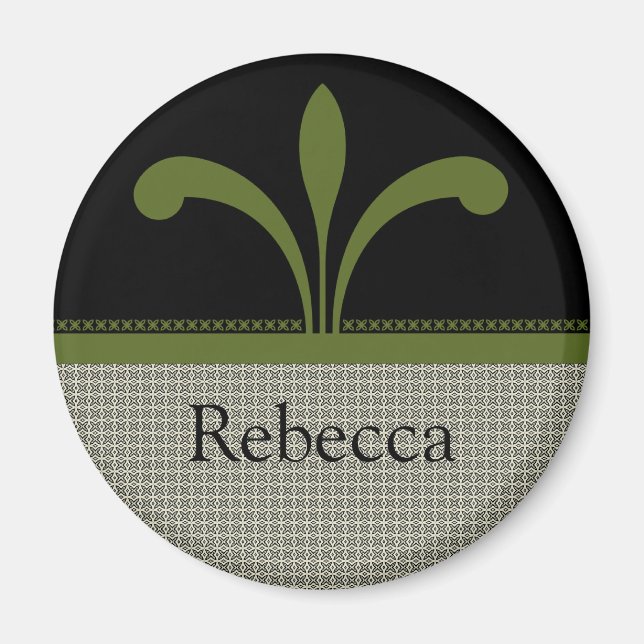 Floral Chic Magnet, Olive Green Magnet (Front)