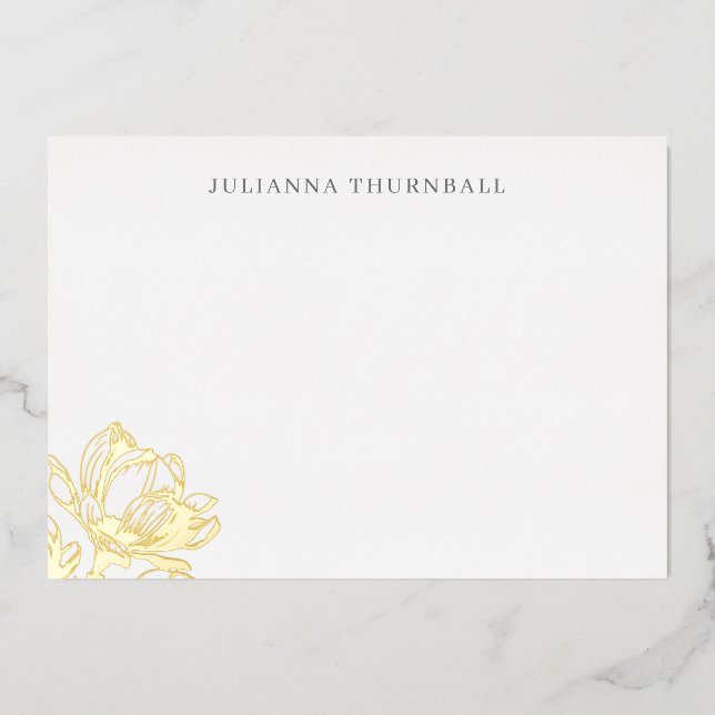 Floral Chic Magnolia Luxe Personal Stationery (Front)