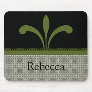 Floral Chic Mousepad, Olive Green Mouse Mat